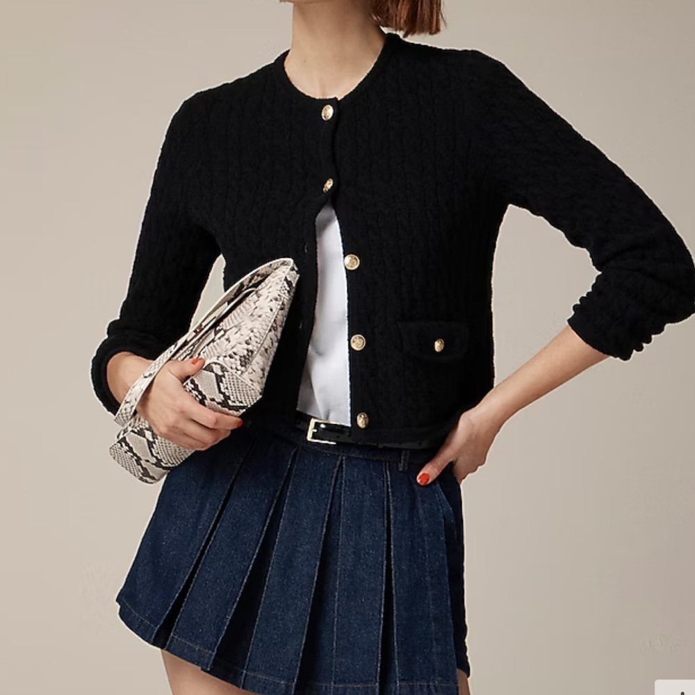 J. Crew 
Odette cable-knit sweater lady jacket in cotton-blend bouclé CB891 - Picture 3 of 4